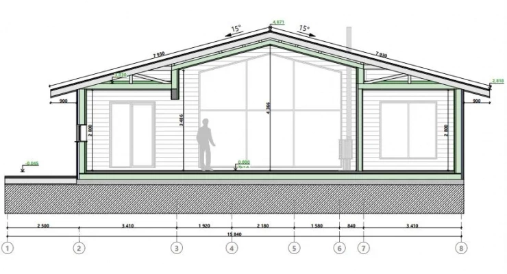 Одноэтажный дом в стиле Фахверк 14,1х15,8-205м²